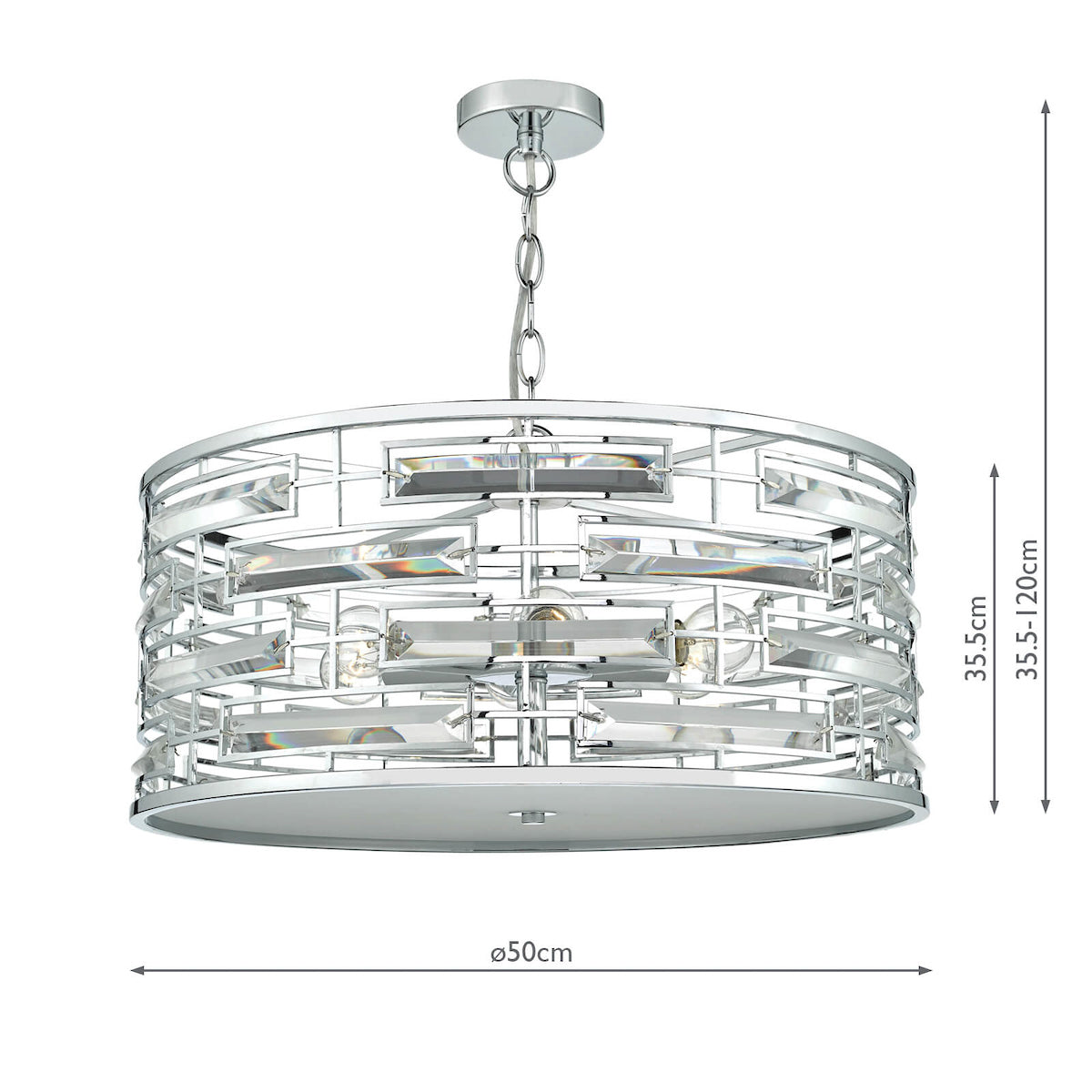 Seville 6 Light Pendant K9 Crystal Polished Chrome