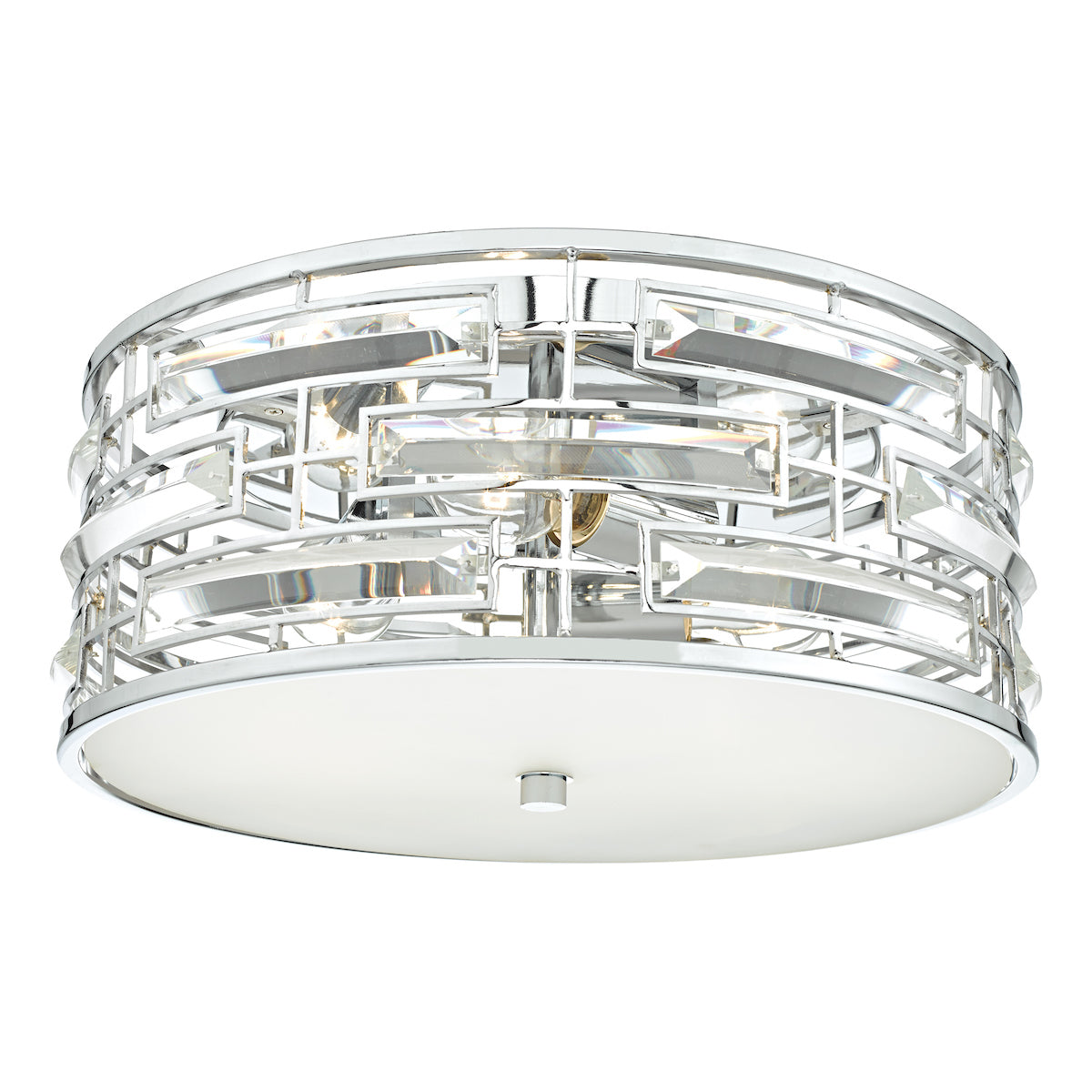 Seville 3 Light Flush Polished Chrome Crystal With Diffuser