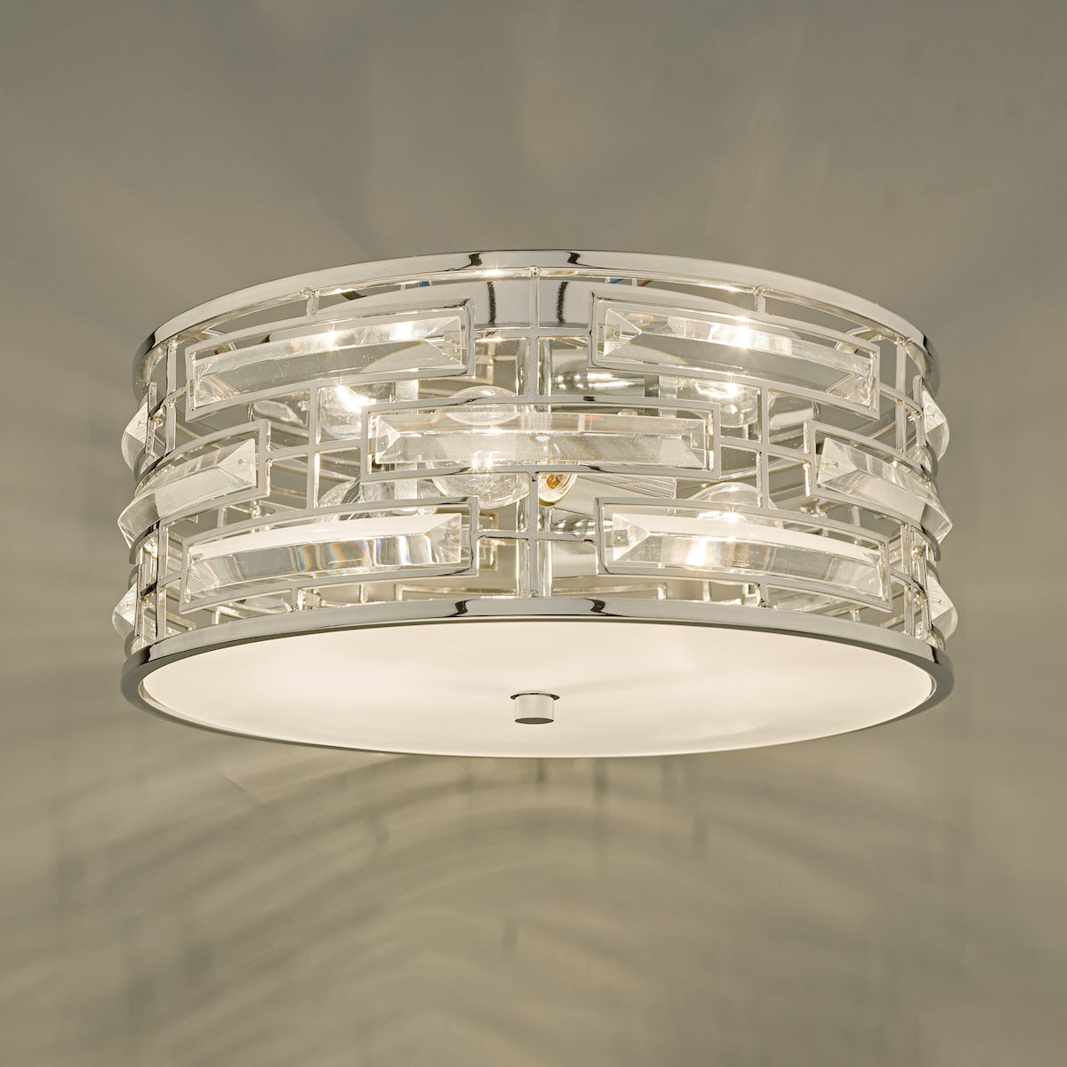Seville 3 Light Flush Polished Chrome Crystal With Diffuser