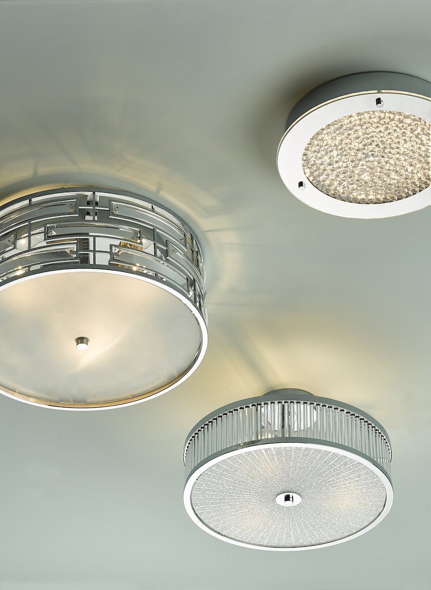 Seville 3 Light Flush Polished Chrome Crystal With Diffuser