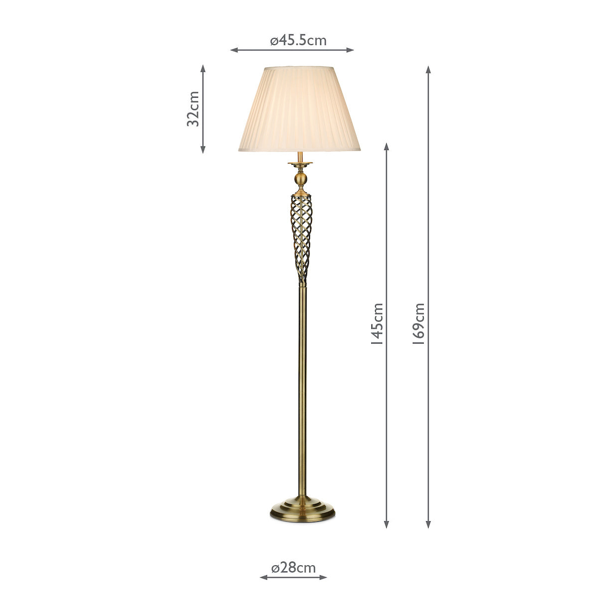 Siam Floor Lamp Antique Brass With Shade (Multipack)