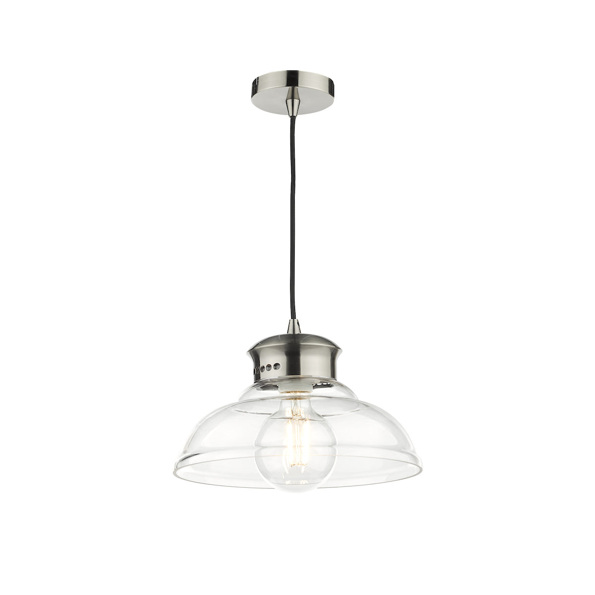 Siren 1 Light Single Pendant Antique Chrome Clear Glass