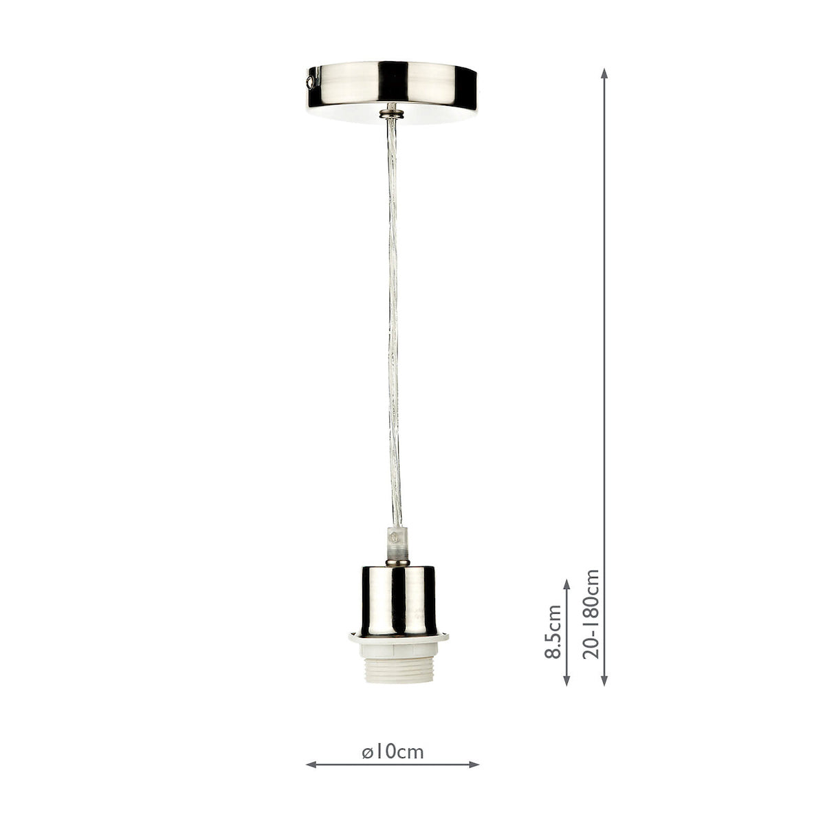 1 Light Satin Chrome E27 Suspension With Clear Cable