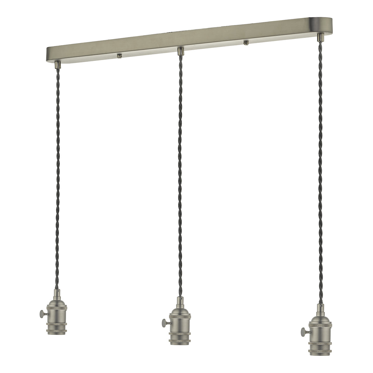3 Light Bar Suspension Antique Chrome With Grey Cable