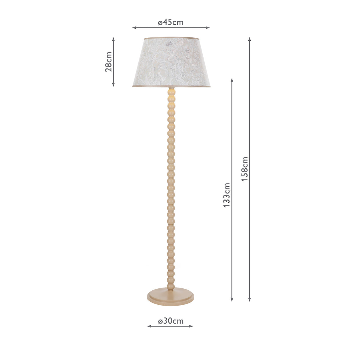 Spool Floor Lamp Gloss Taupe Base Only