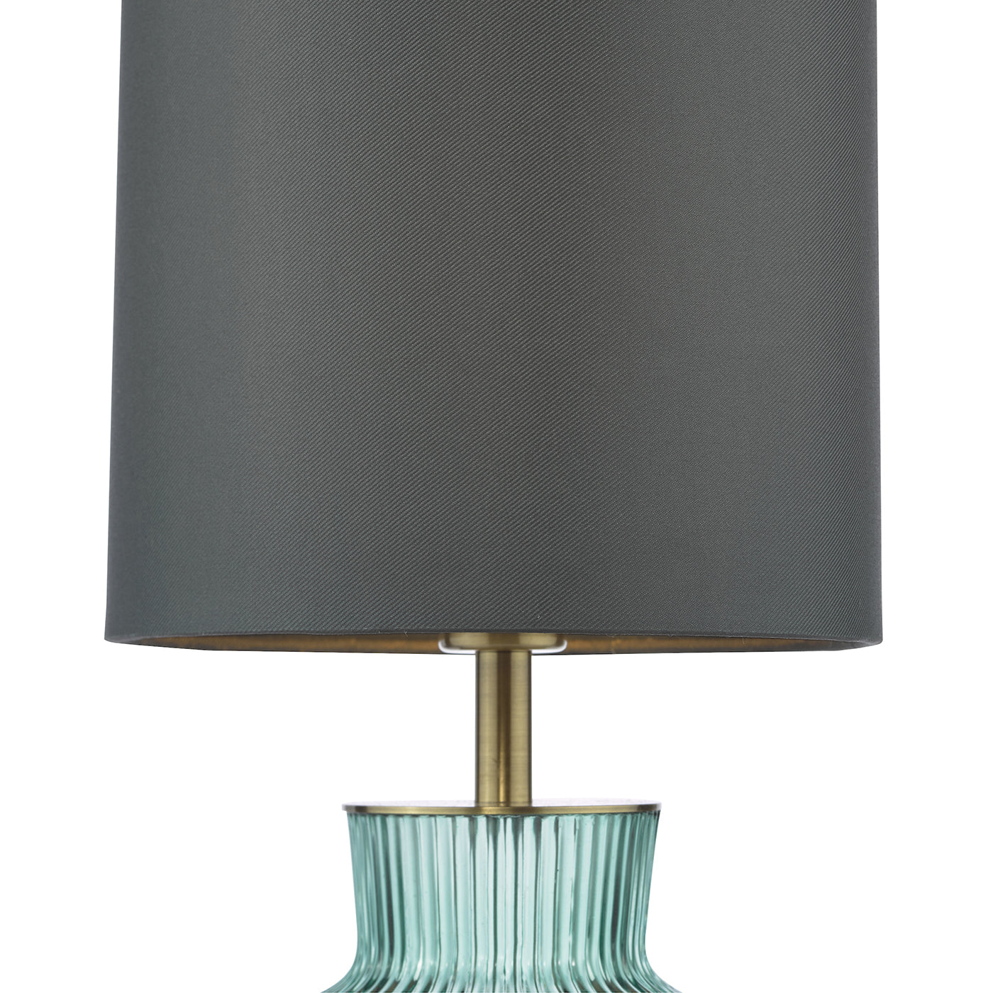 Suelita Table Lamp Green Ribbed Glass and Antique Brass With Shade