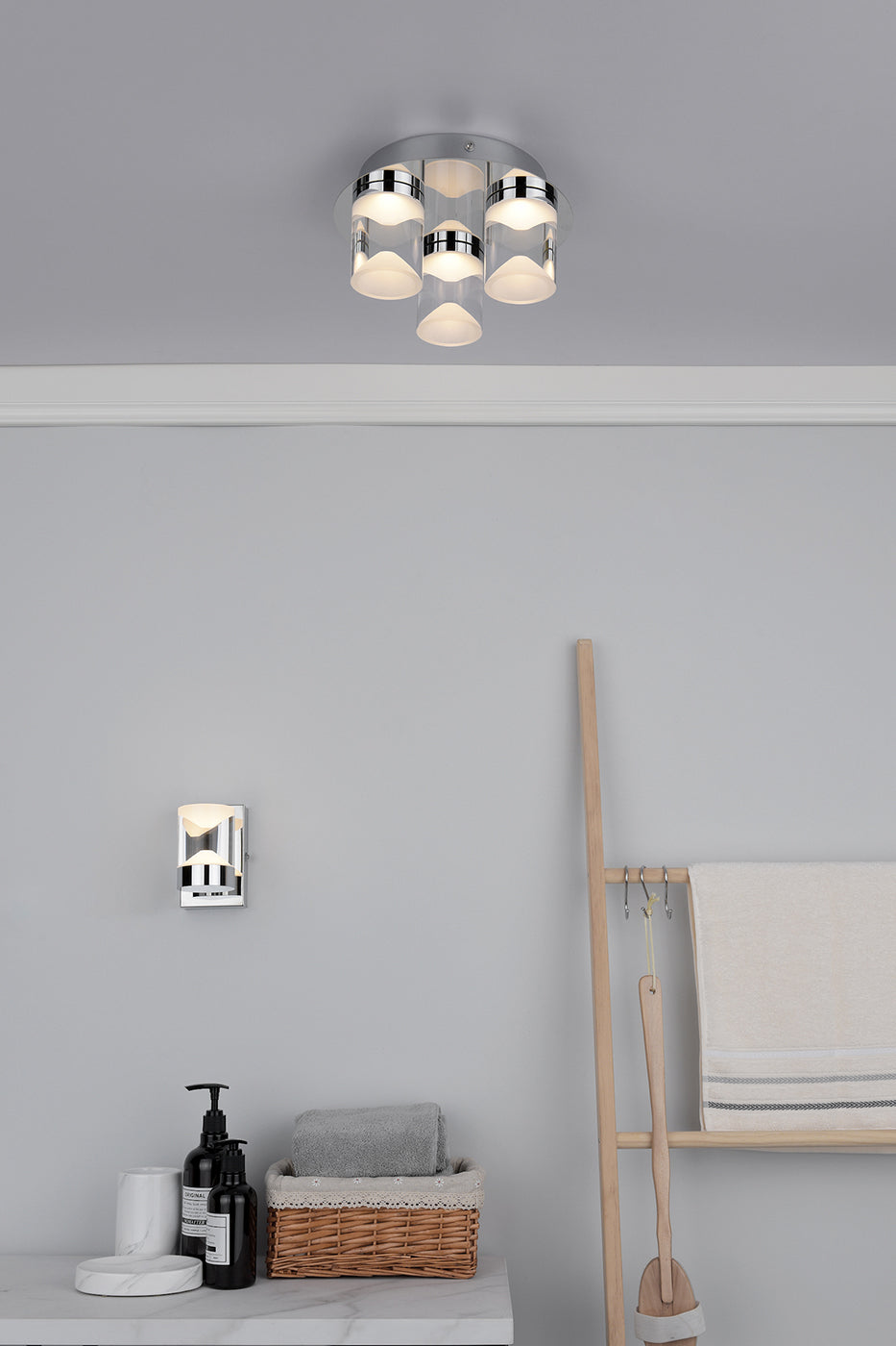 Susa Bathroom 3 Light Flush Polished Chrome Acrylic IP44 LED