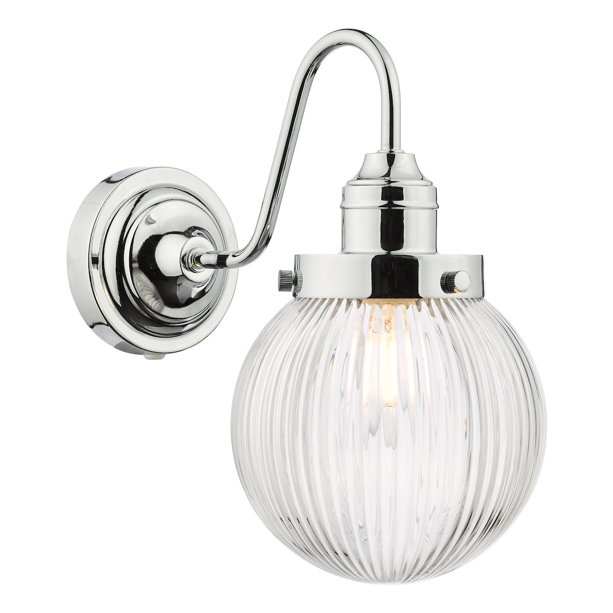 Tamara Bathroom Wall Light Polished Chrome Ribbed Glass IP44