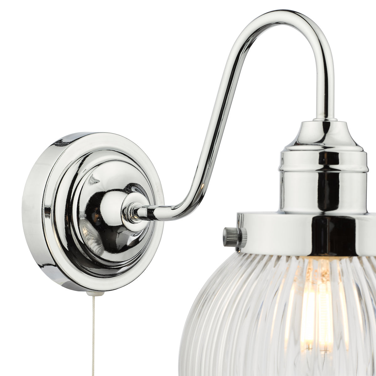 Tamara Bathroom Wall Light Polished Chrome Ribbed Glass IP44