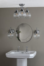 Tamara 3 Light Bathroom Semi Flush Polished Chrome Ribbed Glass IP44