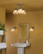 Tamara 3 Light Bathroom Semi Flush Polished Chrome Ribbed Glass IP44