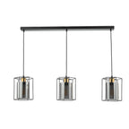 Tatum 3 Light Bar Pendant Matt Black and Smoked Glass