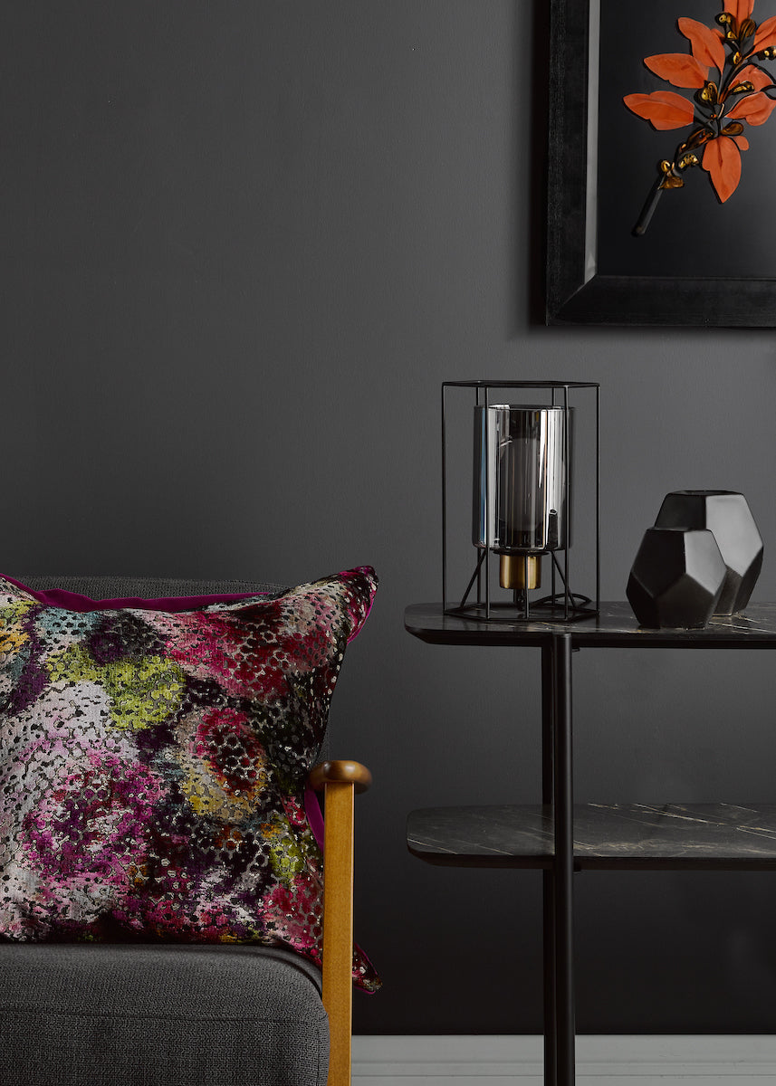 Tatum Table Lamp Matt Black and Smoked Glass