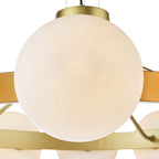 Tauri 12 Light Pendant Matt Gold and Opal Glass