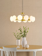 Tauri 12 Light Pendant Matt Gold and Opal Glass