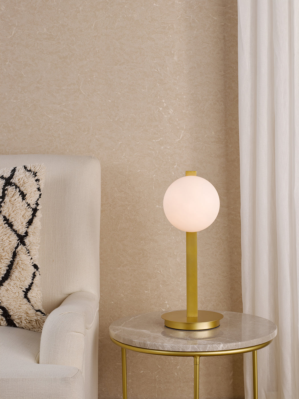 Tauri Table Lamp Matt Gold and Opal Glass
