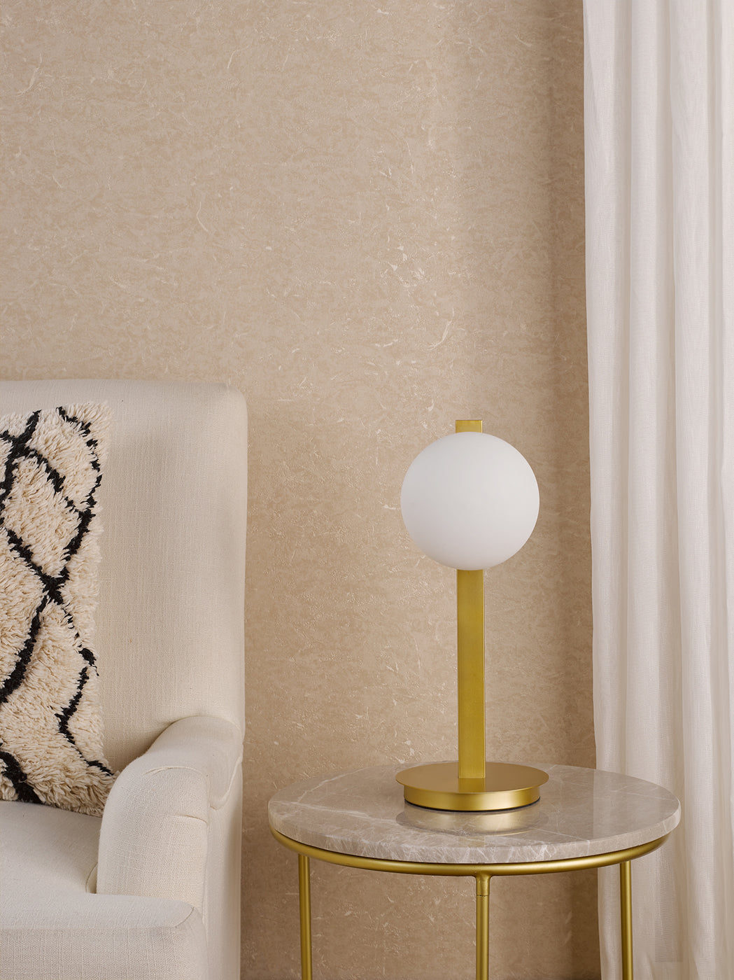 Tauri Table Lamp Matt Gold and Opal Glass