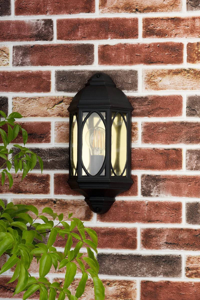 Tenby Outdoor Wall Light Black Glass IP43