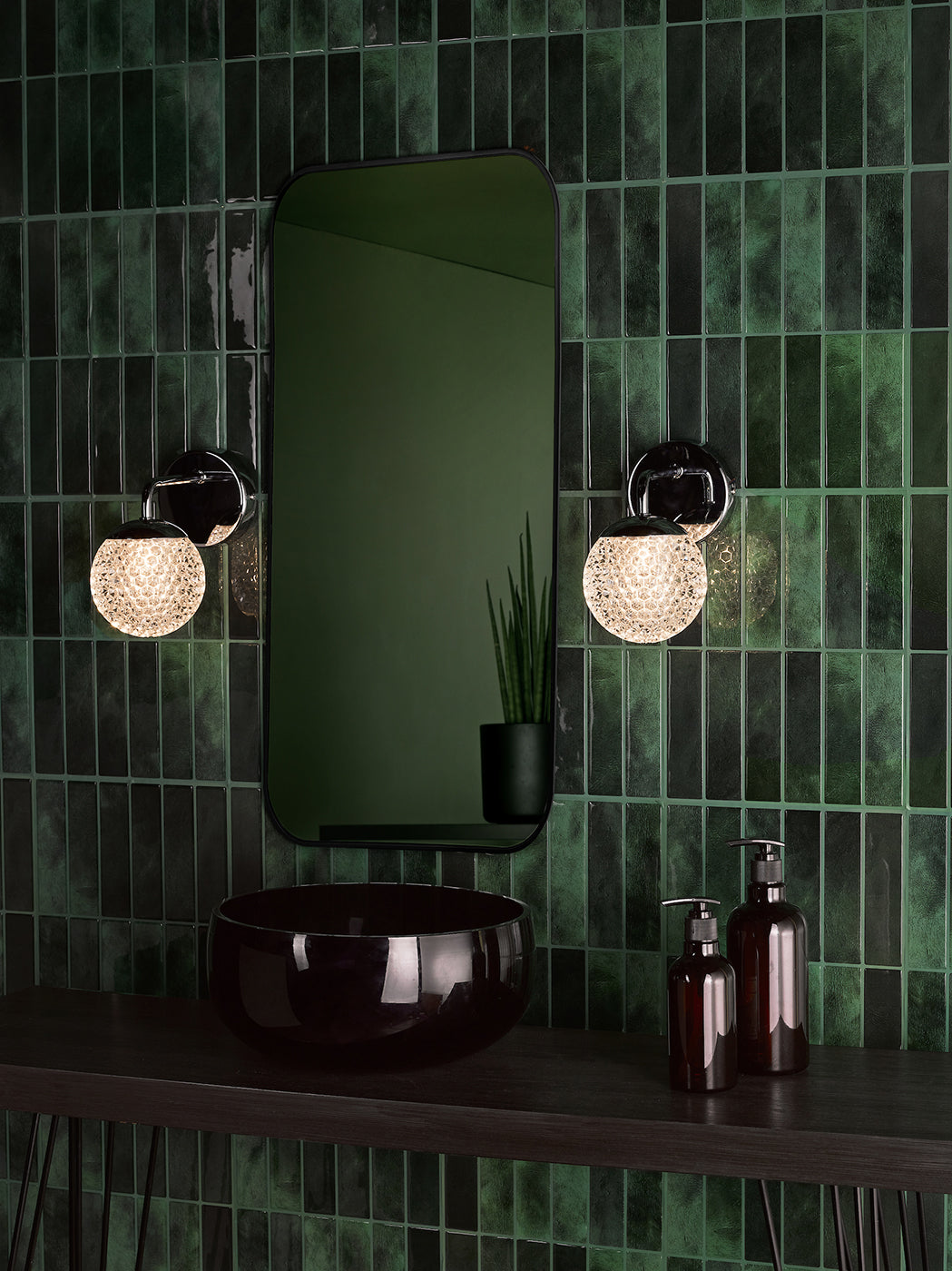 Teva Wall Light Polished Chrome and Faceted Acrylic IP44