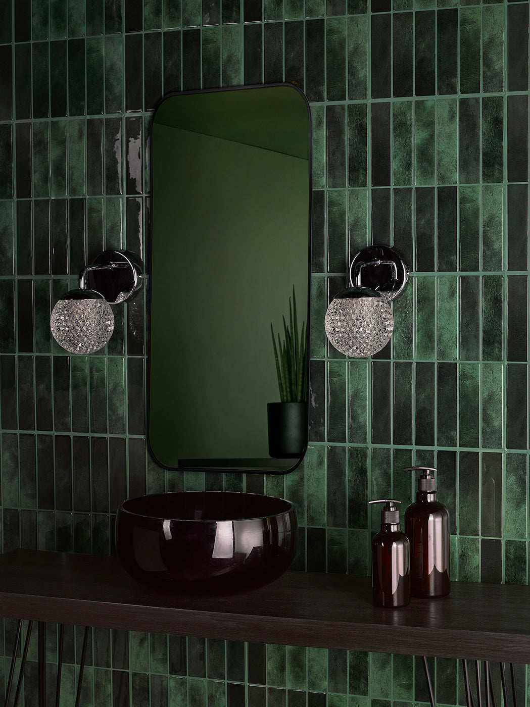 Teva Wall Light Polished Chrome and Faceted Acrylic IP44