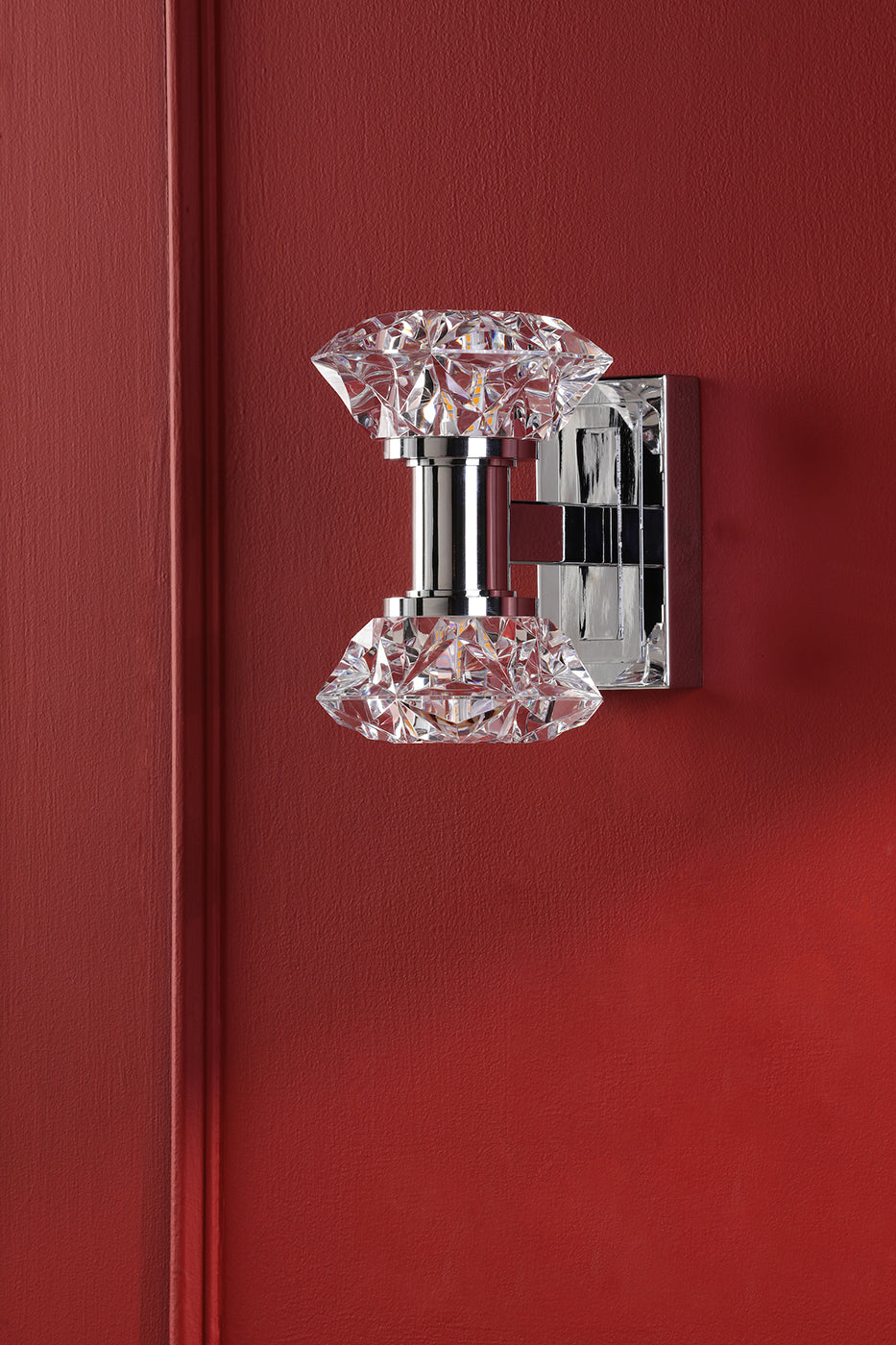 Tiana 2 Light Wall Light Polished Chrome and Faceted Acrylic