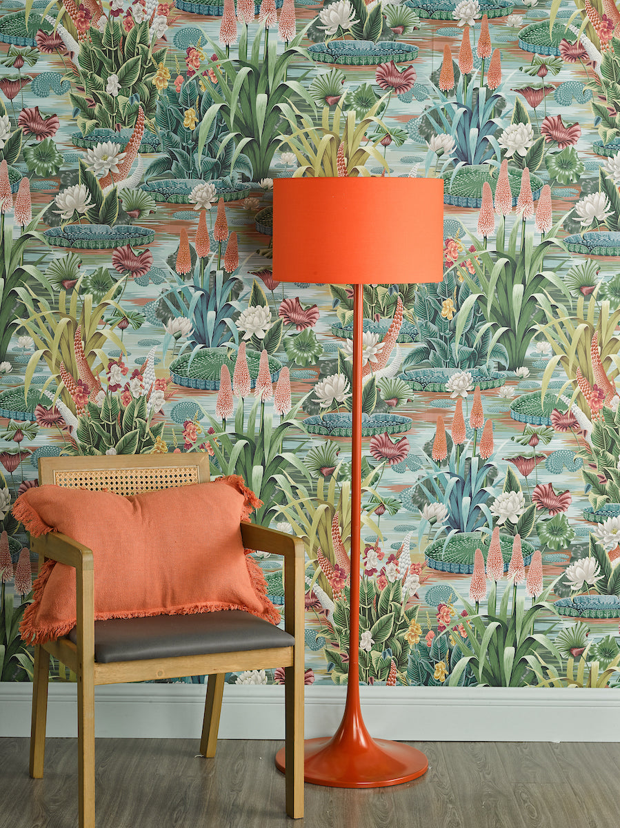 Toledo Floor Lamp Satin Orange With Shade