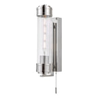 Tommaso Bathroom Wall Light Polished Nickel and Ribbed Glass IP44