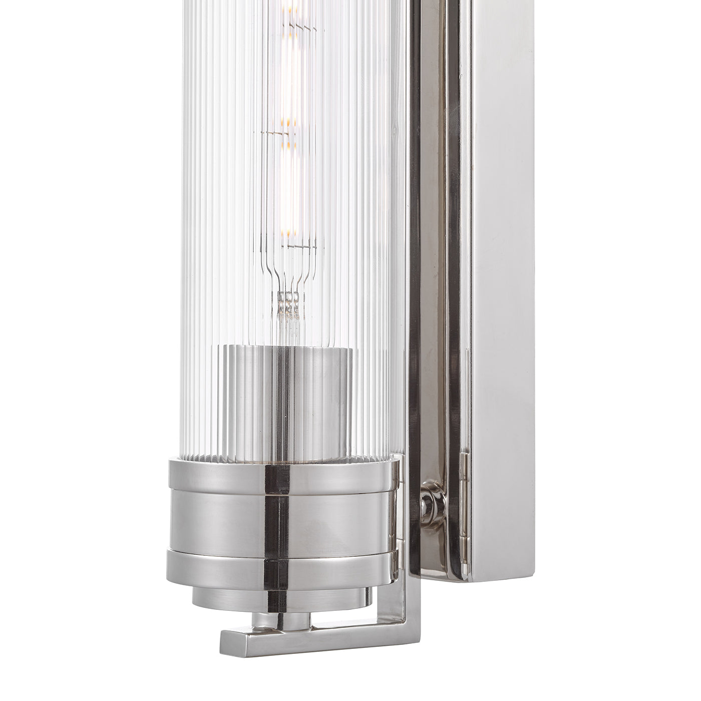 Tommaso Bathroom Wall Light Polished Nickel and Ribbed Glass IP44