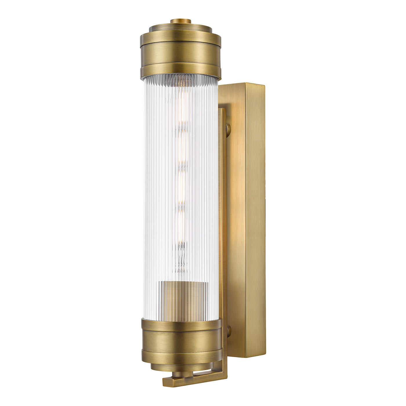 Tommaso Bathroom Wall Light Antique Bronze and Ribbed Glass IP44