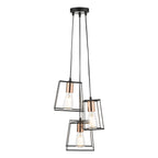 Tower 3 Light Cluster Pendant Black & Copper