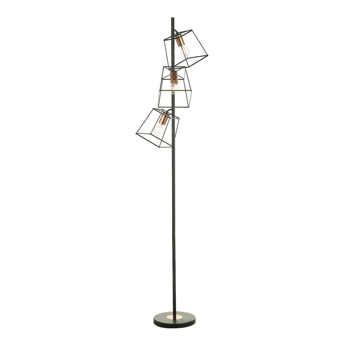 Tower 3 Light Floor Lamps Matt Black Copper