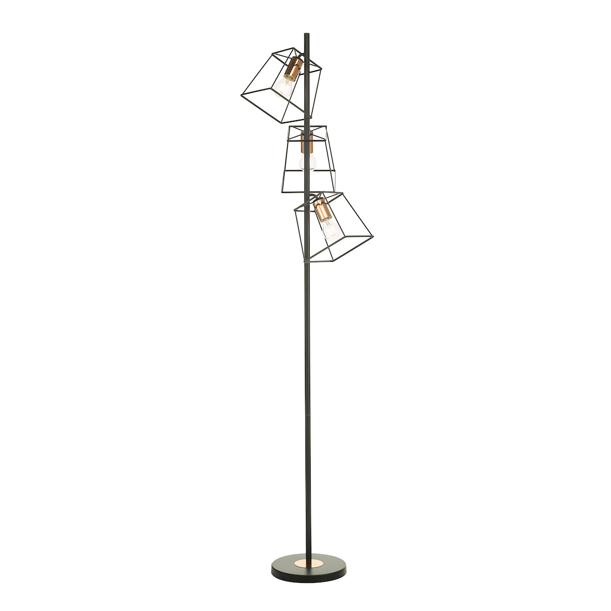 Tower 3 Light Floor Lamps Matt Black Copper