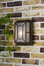 Trent Outdoor Wall Light Black/Gold Frosted Glass IP44