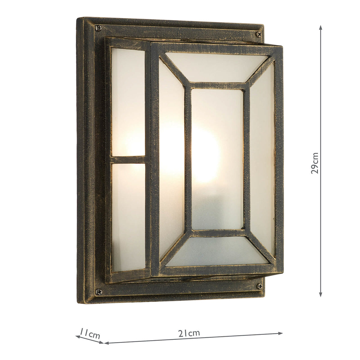 Trent Outdoor Wall Light Black/Gold Frosted Glass IP44