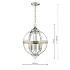 Vanessa 3 Light Pendant Polished Nickel & Glass