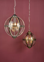 Vanessa 3 Light Pendant Antique Brass And Clear