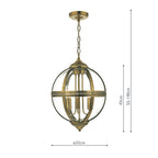 Vanessa 3 Light Pendant Antique Brass And Clear