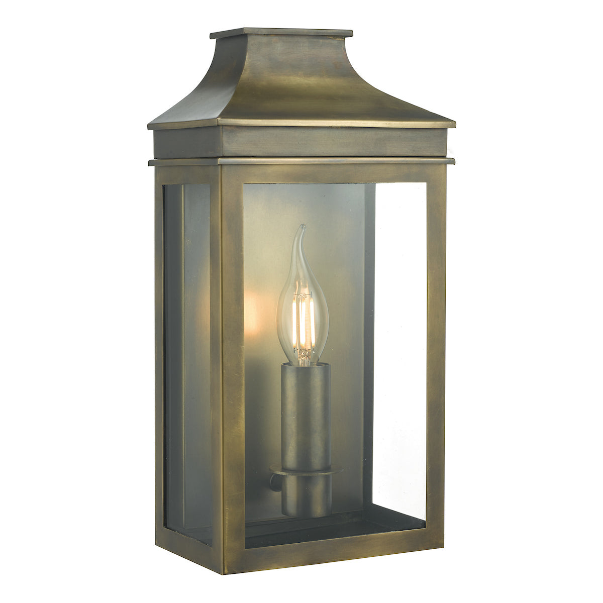 Vapour Coach Lantern Outdoor Wall Light Weathered Brass IP44