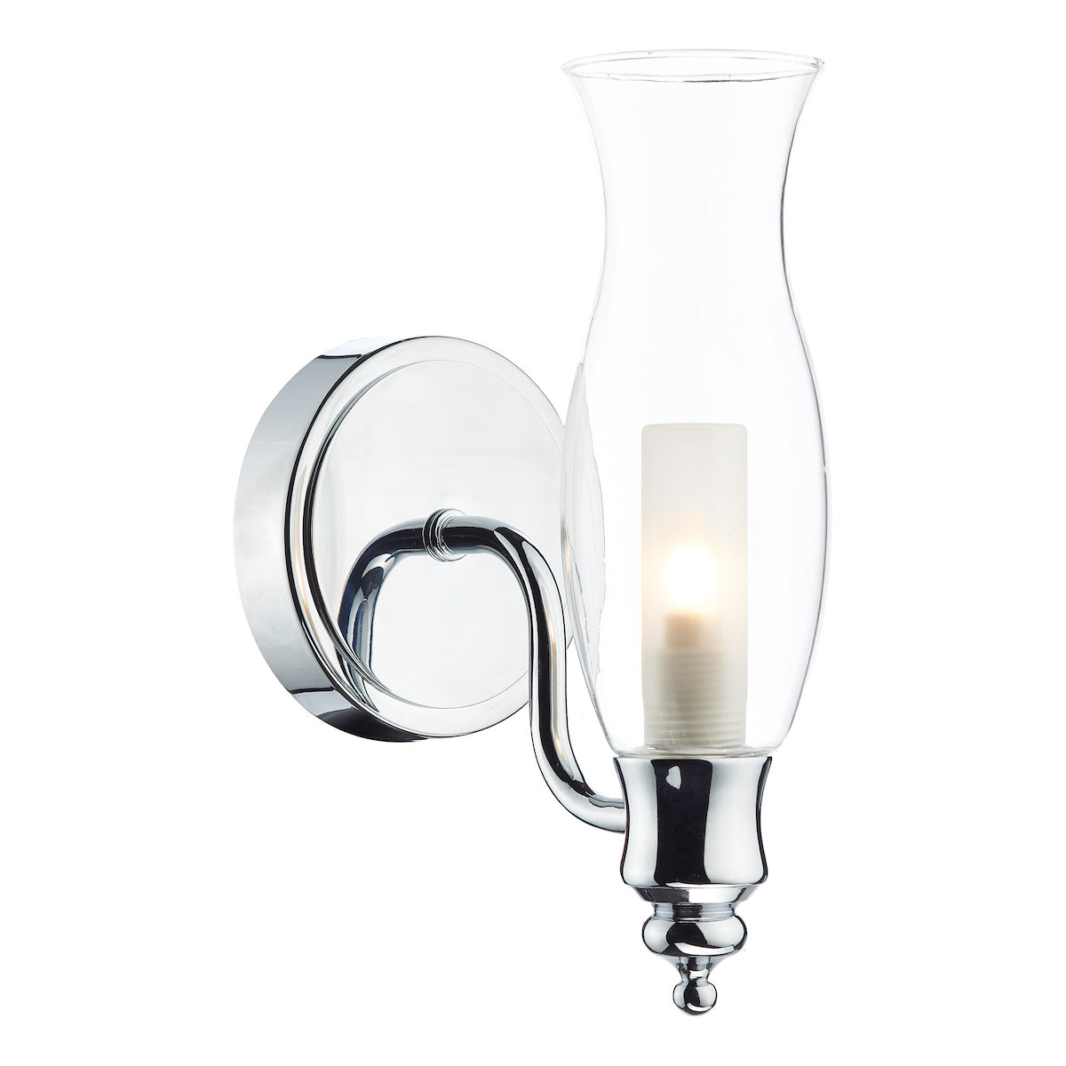 Vestry Bathroom Wall Light Polished Chrome Glass IP44