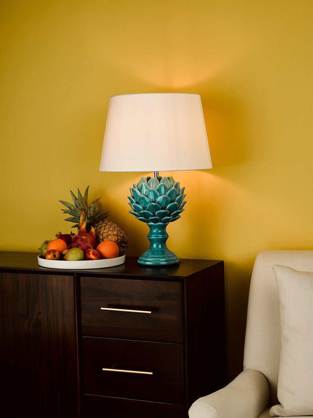 Violetta Table Lamp Blue Ceramic With Shade