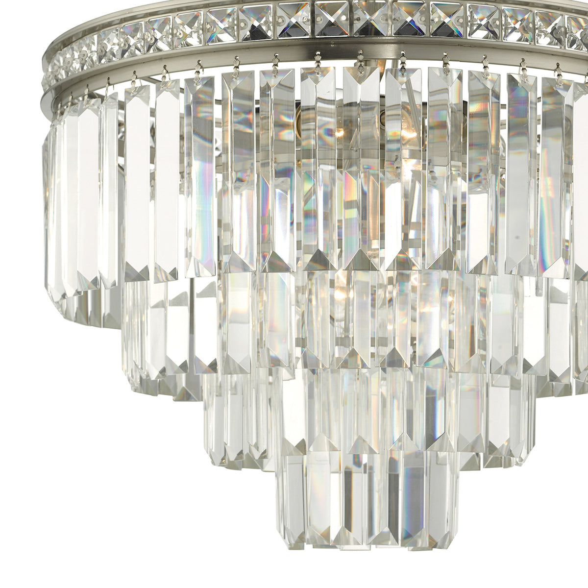 Vyana 4 Light 4 Tier Pendant Brushed Nickel and Crystal Droppers