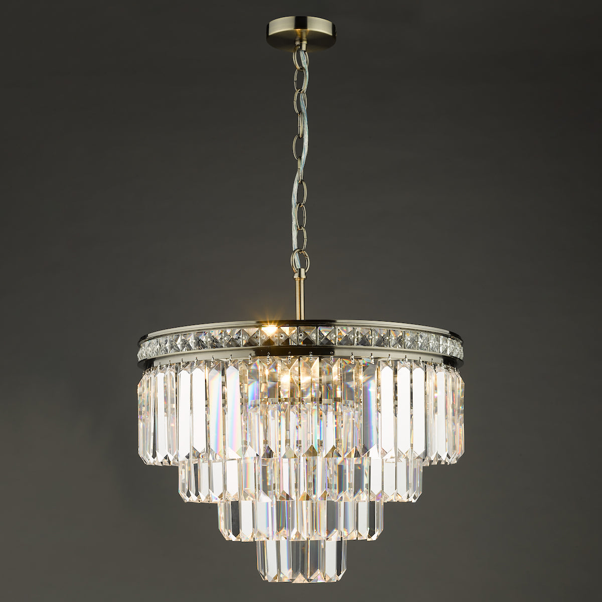 Vyana 4 Light Pendant Antique Brass Crystal