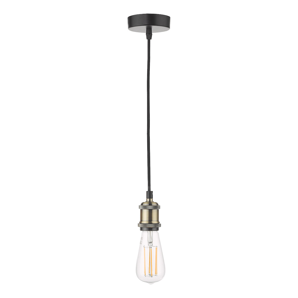 Waco Single E27 Suspension Antique Brass Matt Black