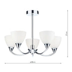 Watson 5 Light Semi Flush Polished Chrome