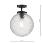 Wayne Bathroom Semi Flush Matt Black Opal Glass IP44