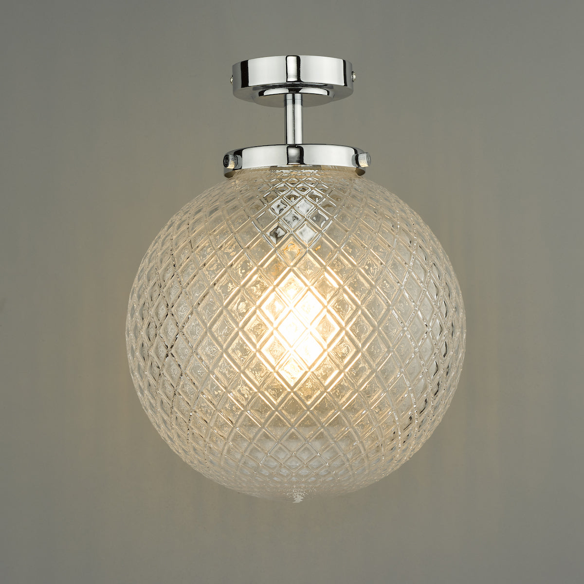 Wayne Bathroom Semi Flush Polished Chrome Glass IP44