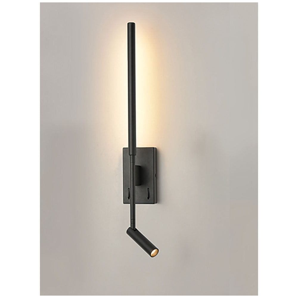 LED Reading Light with Backlit Rod & Switches (Matt Black)