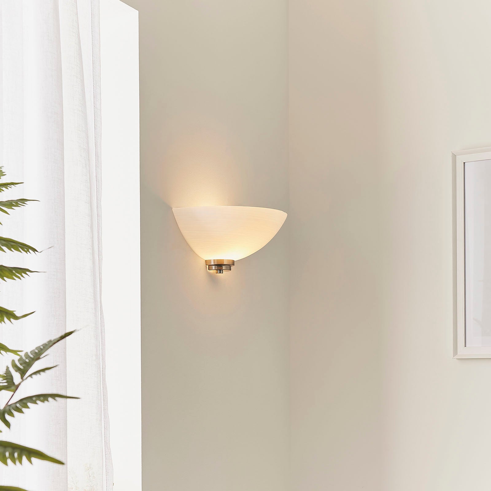 Welles 1-Light Satin Chrome Wall Light with White Glass Shade