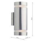 Wessex Outdoor 2 Light Wall Light Stainless Steel LED IP44