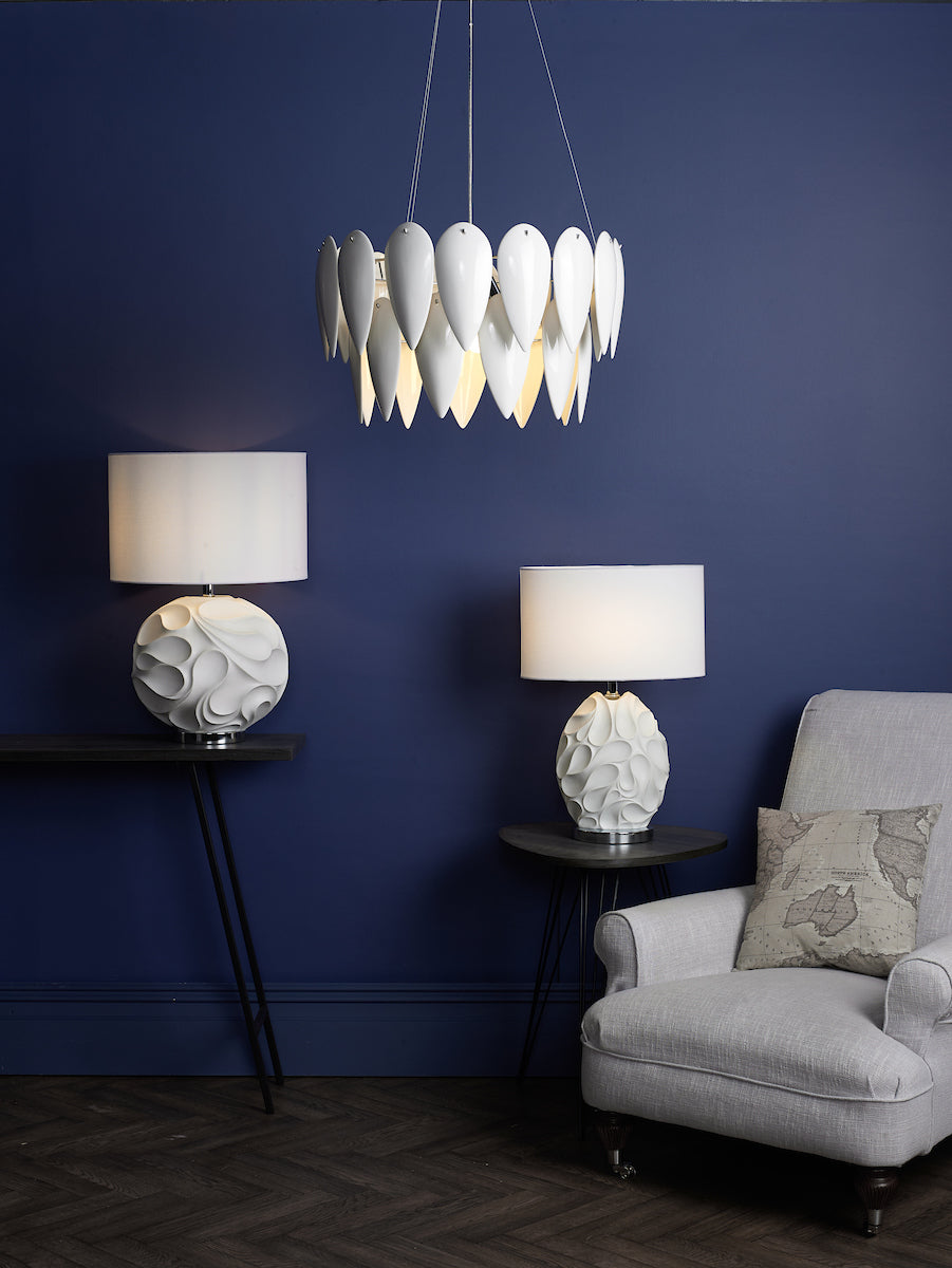 Zachary Round Floor Lamps White With Shade